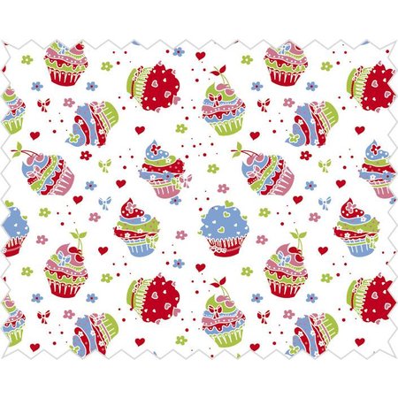 Tante Ema Katoenen stof: Sugar Tart klassieke rood,