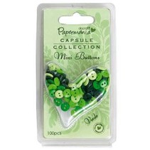 Mini buttons - capsule (100pk) green tones