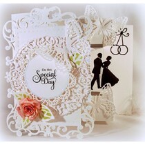 Stamping and Embossing stencil, Spellbinders, lace decorative frame around