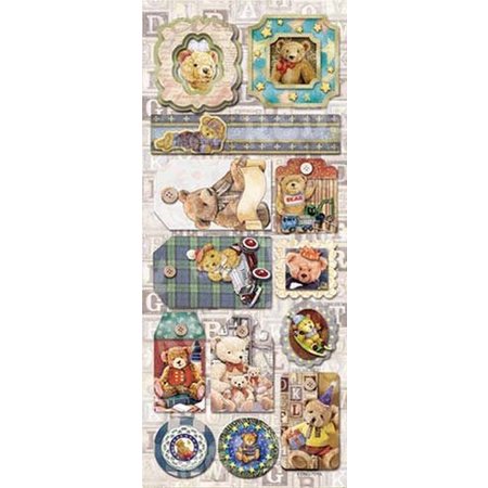 Sticker Embossed Foil Stickers Teddy motifs 1 with glitter