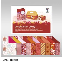 Design cardboard "Ruby", block of 20 sheets, 24x34cm, 200g, printed on both sides