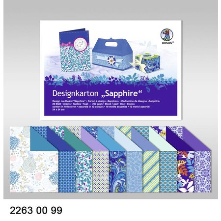 DESIGNER BLÖCKE  / DESIGNER PAPER Conception bord "Sapphire", bloc de 20 feuilles,