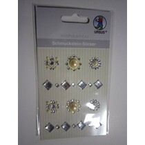 Pegatinas de piedras preciosas, medallas de plata ",