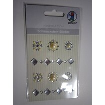 Pegatinas de piedras preciosas, medallas de plata ",