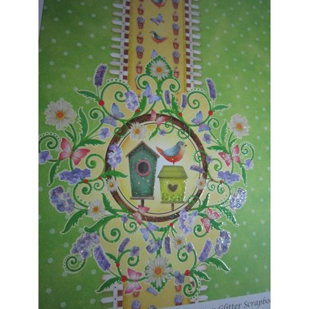Designer Papier Scrapbooking: 30,5 x 30,5 cm Papier Premium Glitter Scraphook paper, "Garden", 190g/qm,