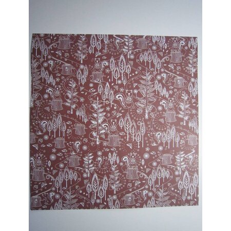 Designer Papier Scrapbooking: 30,5 x 30,5 cm Papier Premium Glitter Scraphook paper, "Eichhörnchen", 190g/qm,