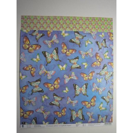 Designer Papier Scrapbooking: 30,5 x 30,5 cm Papier Papier de qualité supérieure Glitter Scraphook, "papillons", 190g