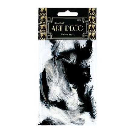 Embellishments / Verzierungen Feder Pack, schwarz-Weiß 30Stück