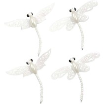 Decorating Accessories: "dragonfly", white with glitter