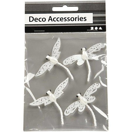 Embellishments / Verzierungen Decorating Accessories: "dragonfly", white with glitter
