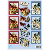3D-Stanzbogen Metallgravur, "Gallery Schmetterlinge rot-h´blau"
