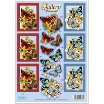 3D die cut sheet metal engraving, "Gallery butterflies red-h'blau"