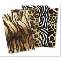 Peluche carton assortiment: Tiger, Panther, Zèbre, Girafe