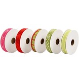 DEKOBAND / RIBBONS / RUBANS ... Set decorative ribbons, red / green tones
