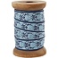 DEKOBAND / RIBBONS / RUBANS ... Exclusif, ruban tissé sur bobine en bois, gris / bleu clair