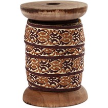 Exclusive, woven tape on wooden spool, brown / cream