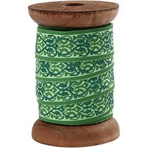 Exclusive, woven tape on wooden spool green
