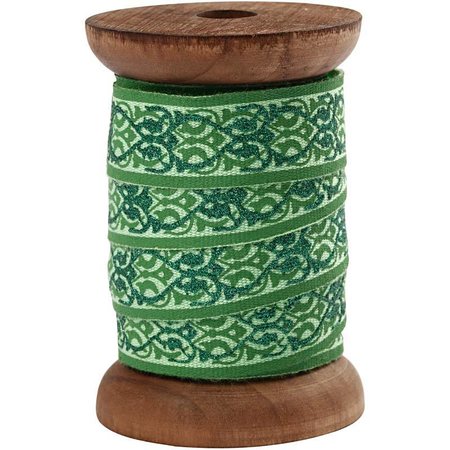 DEKOBAND / RIBBONS / RUBANS ... Esclusivo, nastri tessuti in legno spool verde