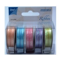 Organza Bänderset, ancho, 5 colores 3mm