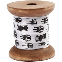 Satin ribbon on wooden spool, black / white