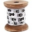 DEKOBAND / RIBBONS / RUBANS ... Satin ribbon on wooden spool, black / white