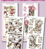 Sticker Bastelset flower elves, sheets A4 and embossed stickers in gold.