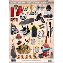 A4 feuilles coupées, thème: Sports