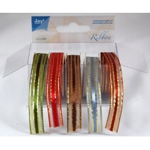 Organza Bänderset, 9 mm de ancho, 5 colores