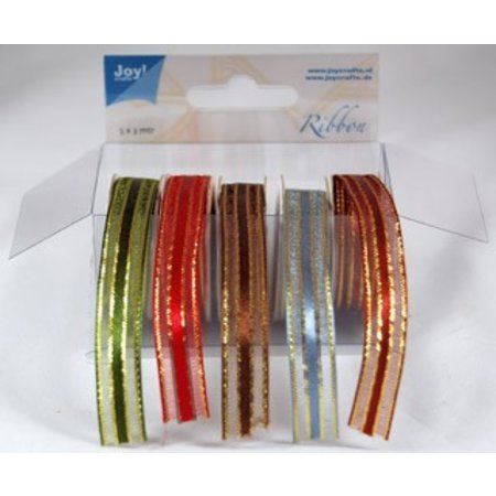 DEKOBAND / RIBBONS / RUBANS ... Organza Bänderset, 9 mm di larghezza, 5 colori