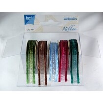 Organza Bänderset, 9 mm de ancho, 5 colores