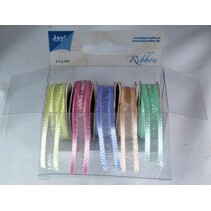 Organza Bänderset, 9 mm de ancho, 5 colores