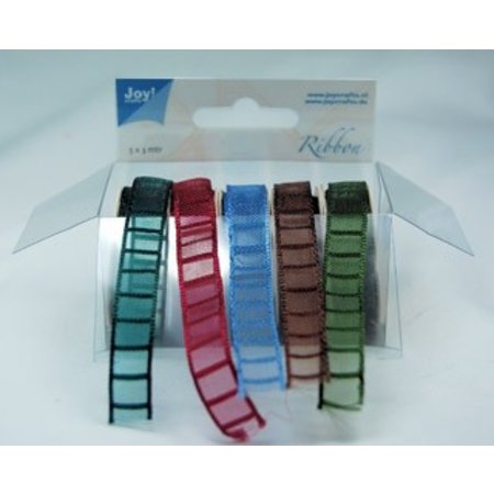 DEKOBAND / RIBBONS / RUBANS ... Organza Bänderset, 9mm breed, 5 kleuren