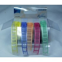 Organza Bänderset, 9 mm de ancho, 5 colores