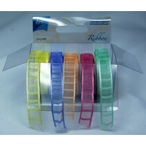 Organza Bänderset, 9 mm de ancho, 5 colores