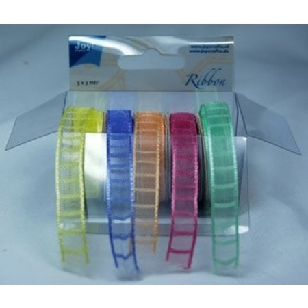 DEKOBAND / RIBBONS / RUBANS ... Organza Bänderset, 9 mm di larghezza, 5 colori