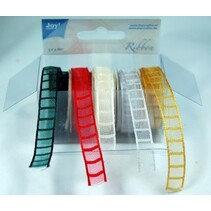Organza Bänderset, 9 mm de ancho, 5 colores