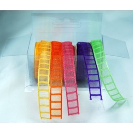 DEKOBAND / RIBBONS / RUBANS ... Organza Bänderset, 9mm wide, 5 colors