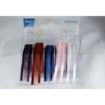 Organza Bänderset, 9 mm di larghezza, 5 colori