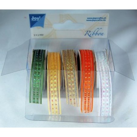 DEKOBAND / RIBBONS / RUBANS ... Organza Bänderset, 9mm wide, 5 colors