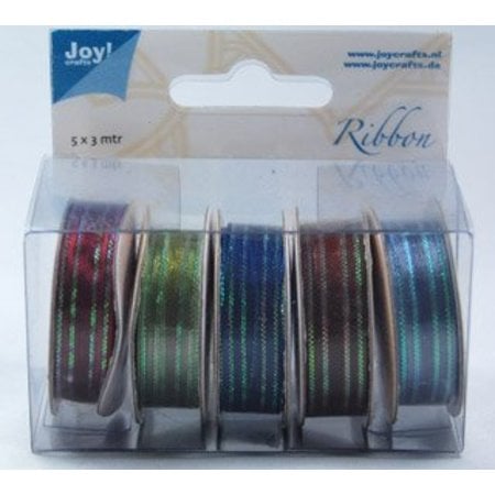 DEKOBAND / RIBBONS / RUBANS ... Organza Bänderset, 9 mm di larghezza, 5 colori