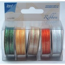 Organza Bänderset, 9 mm de ancho, 5 colores