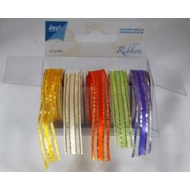 Organza Bänderset, 9 mm de ancho, 5 colores