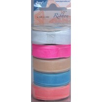 Organza Bänderset, 9mm breed, 5 kleuren