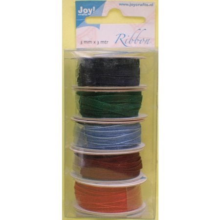 DEKOBAND / RIBBONS / RUBANS ... Organza Bänderset, 3mm wide, 5 colors