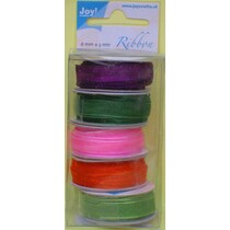 Organza Bänderset, 6mm breed, 5 kleuren