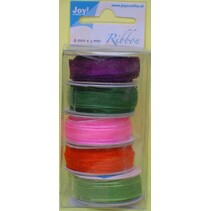 Organza Bänderset, 6mm breed, 5 kleuren
