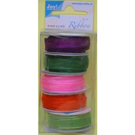 DEKOBAND / RIBBONS / RUBANS ... Organza Bänderset, 6 millimetri di larghezza, 5 colori