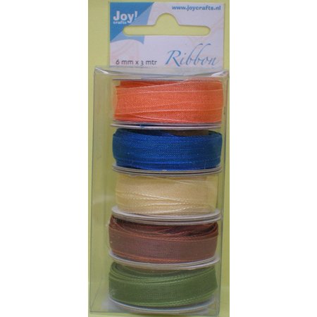 DEKOBAND / RIBBONS / RUBANS ... Organza Bänderset, 6 millimetri di larghezza, 5 colori