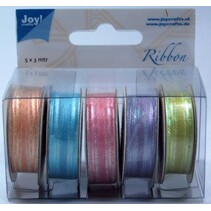 Organza Bänderset, 9mm de largura, 5 cores