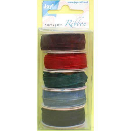 DEKOBAND / RIBBONS / RUBANS ... Organza Bänderset, 6mm wide, 5 colors